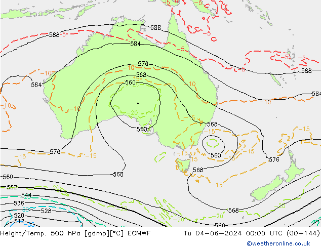 Height/Temp. 500 hPa ECMWF Ter 04.06.2024 00 UTC