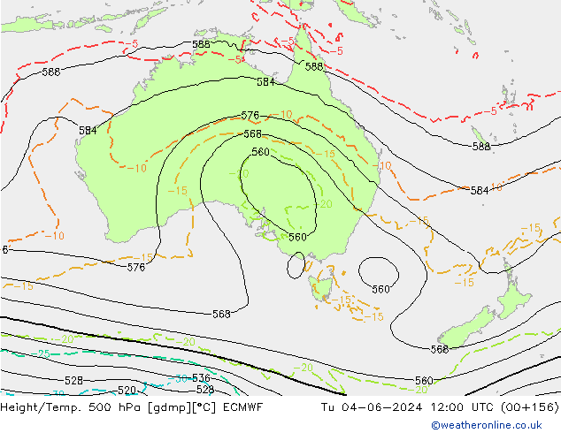 Z500/Rain (+SLP)/Z850 ECMWF Út 04.06.2024 12 UTC