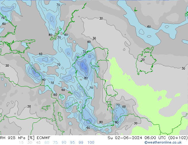 RH 925 hPa ECMWF nie. 02.06.2024 06 UTC