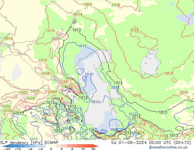 Druktendens (+/-) ECMWF za 01.06.2024 00 UTC