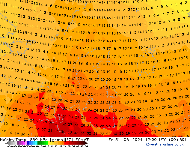 Z500/Rain (+SLP)/Z850 ECMWF Pá 31.05.2024 12 UTC