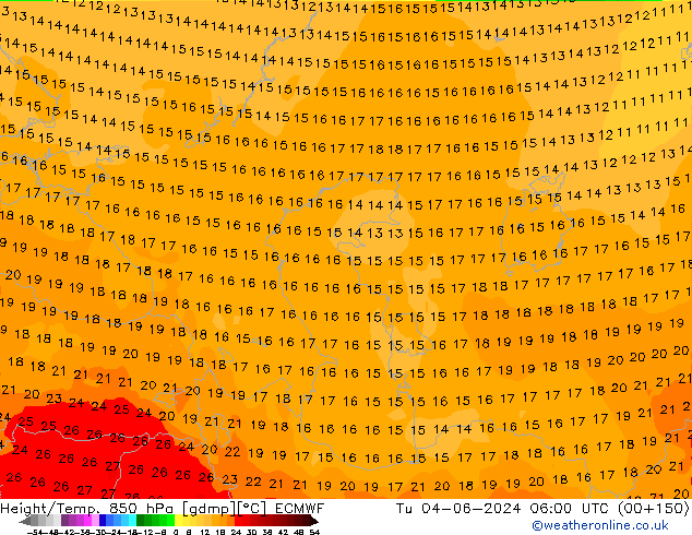 Height/Temp. 850 hPa ECMWF Ter 04.06.2024 06 UTC