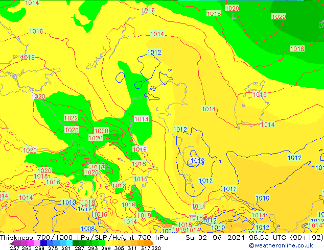 Thck 700-1000 hPa ECMWF Ne 02.06.2024 06 UTC