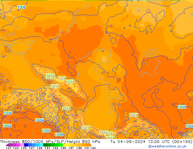 850-1000 hPa Kalınlığı ECMWF Sa 04.06.2024 12 UTC