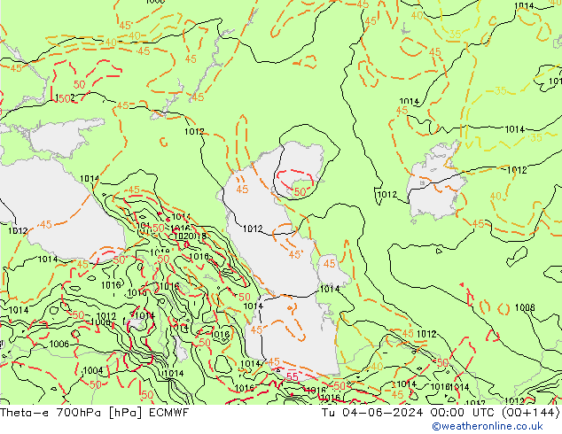 Theta-e 700hPa ECMWF Ter 04.06.2024 00 UTC