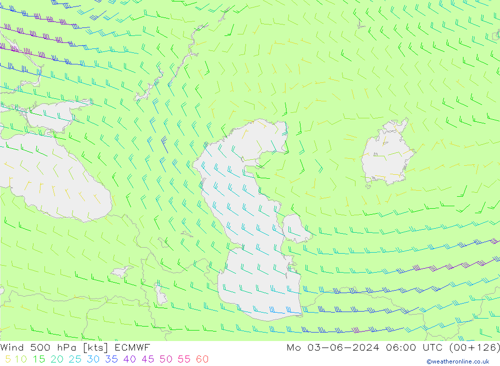 Wind 500 hPa ECMWF Mo 03.06.2024 06 UTC