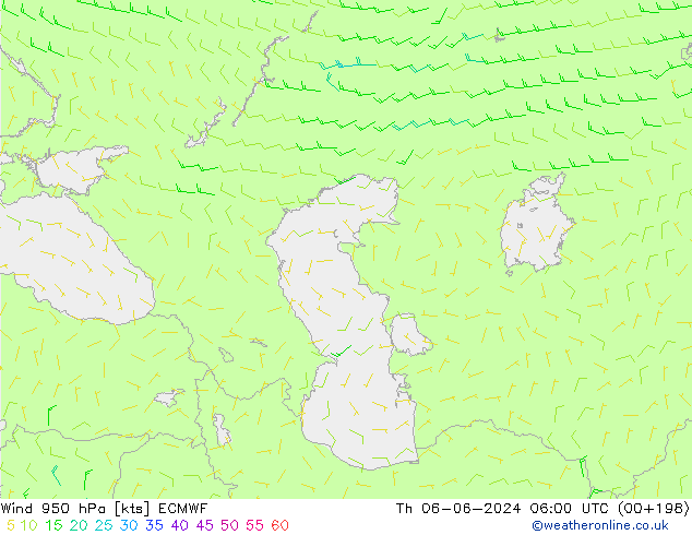 ветер 950 гПа ECMWF чт 06.06.2024 06 UTC