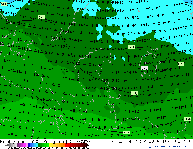 Z500/Rain (+SLP)/Z850 ECMWF Mo 03.06.2024 00 UTC