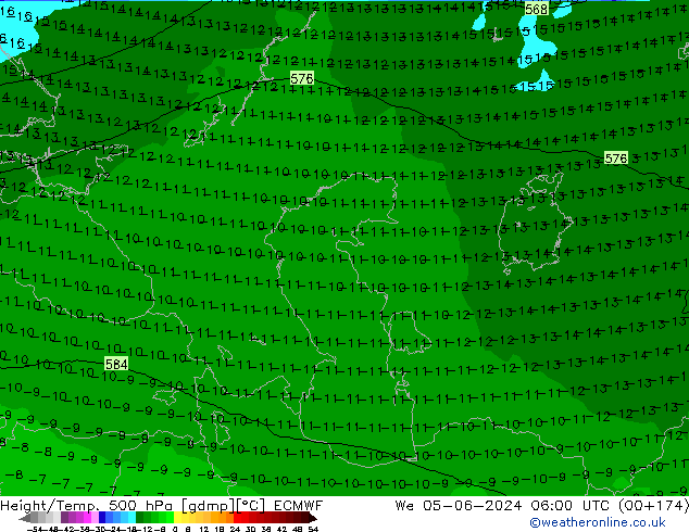 Z500/Rain (+SLP)/Z850 ECMWF Qua 05.06.2024 06 UTC