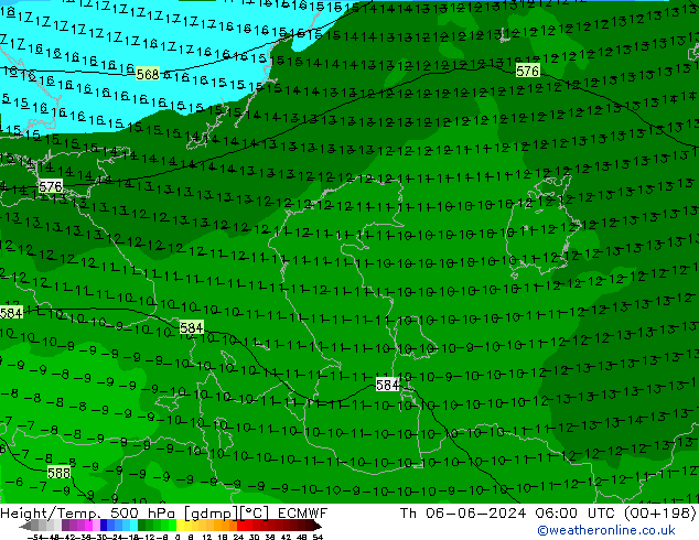 Height/Temp. 500 гПа ECMWF чт 06.06.2024 06 UTC