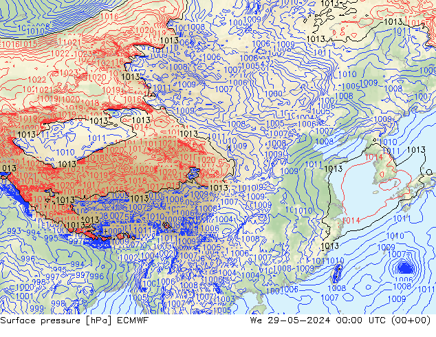 地面气压 ECMWF 星期三 29.05.2024 00 UTC