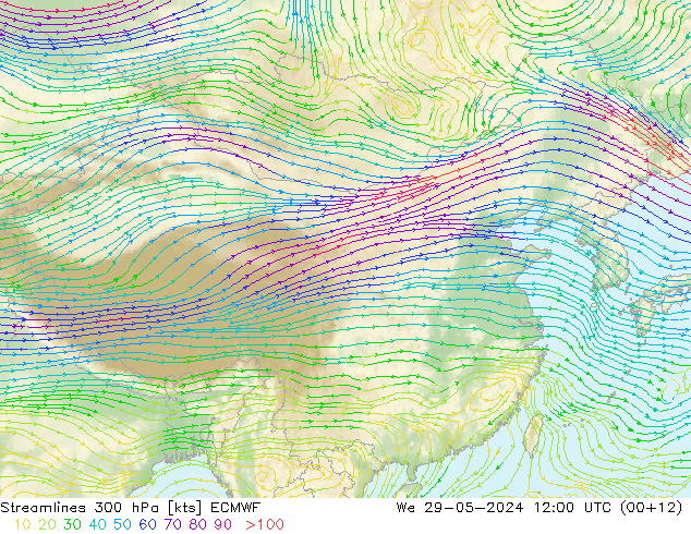风 300 hPa ECMWF 星期三 29.05.2024 12 UTC