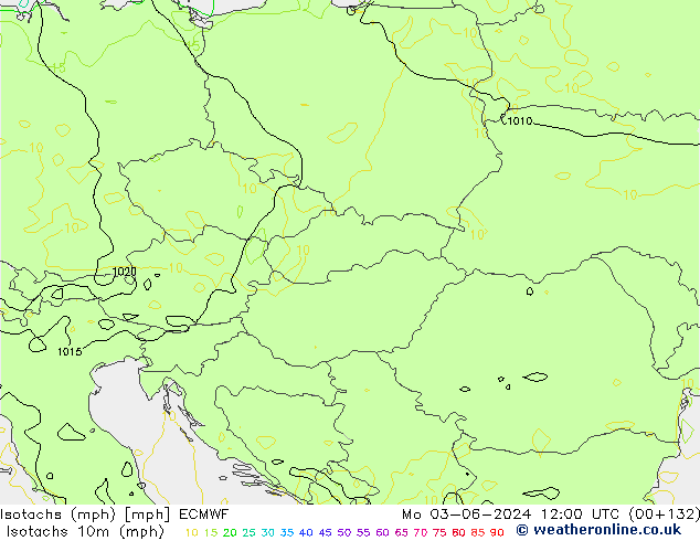 Isotaca (mph) ECMWF lun 03.06.2024 12 UTC