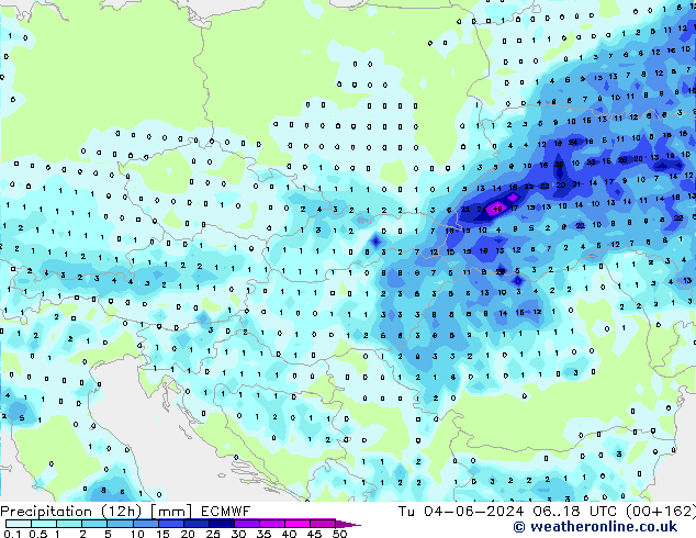 Precipitazione (12h) ECMWF mar 04.06.2024 18 UTC