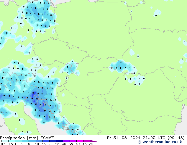 Neerslag ECMWF vr 31.05.2024 00 UTC