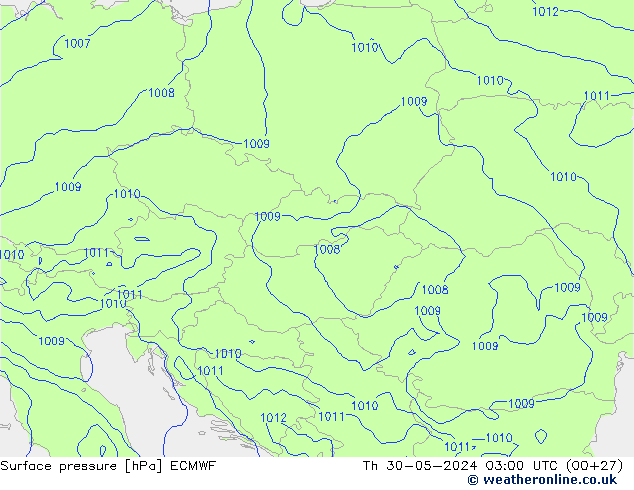 Surface pressure ECMWF Th 30.05.2024 03 UTC