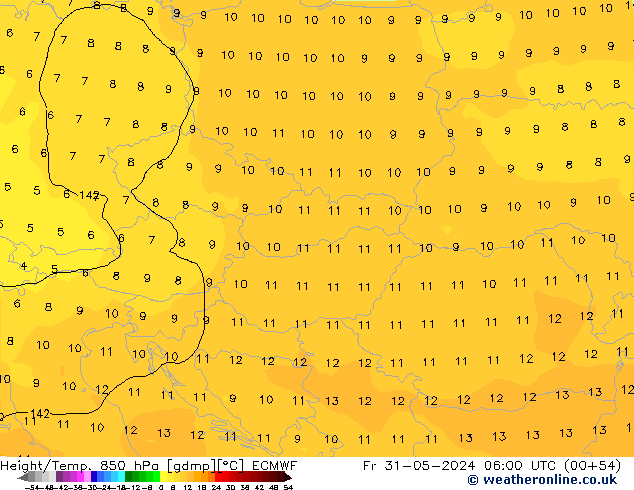 Z500/Rain (+SLP)/Z850 ECMWF  31.05.2024 06 UTC