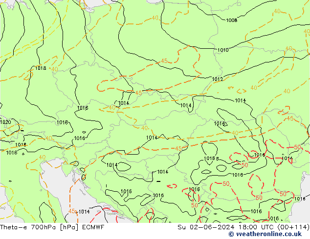 Theta-e 700hPa ECMWF  02.06.2024 18 UTC