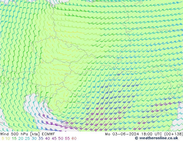 Rüzgar 500 hPa ECMWF Pzt 03.06.2024 18 UTC