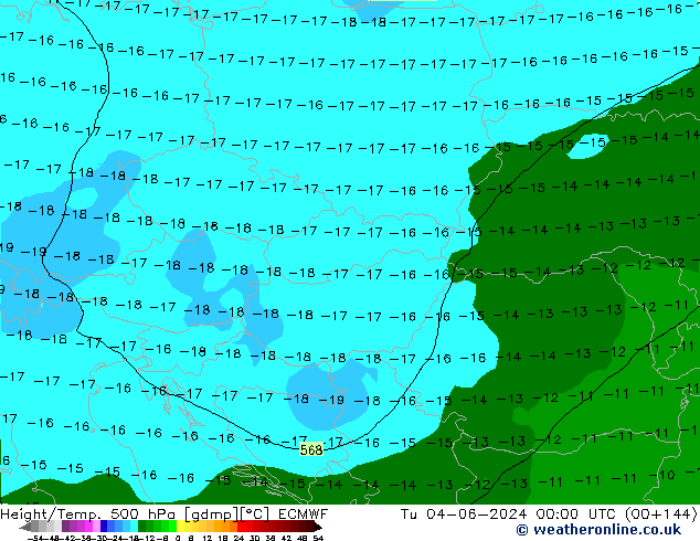 Z500/Regen(+SLP)/Z850 ECMWF di 04.06.2024 00 UTC