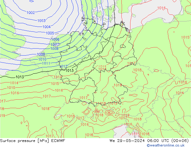 Atmosférický tlak ECMWF St 29.05.2024 06 UTC