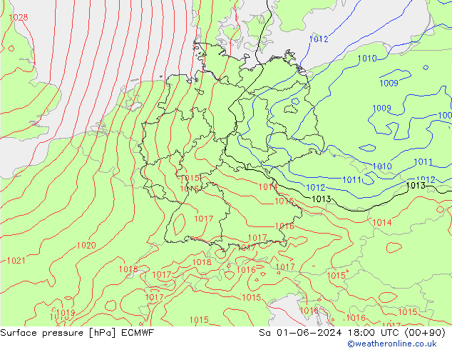 pressão do solo ECMWF Sáb 01.06.2024 18 UTC