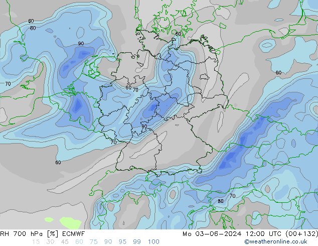 RH 700 hPa ECMWF Seg 03.06.2024 12 UTC