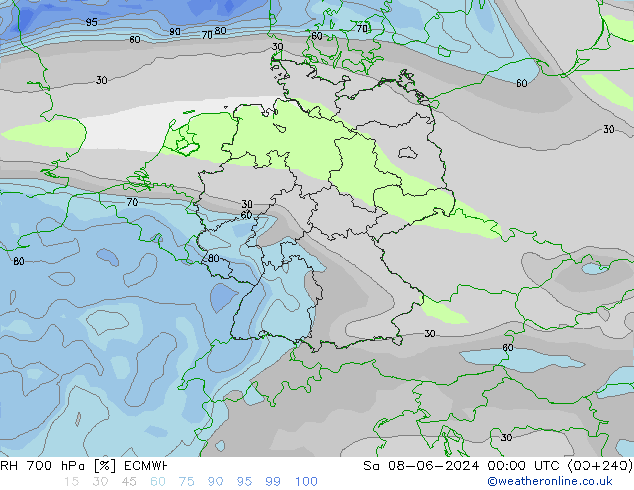 RH 700 hPa ECMWF Sa 08.06.2024 00 UTC