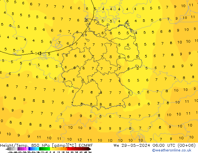 Z500/Rain (+SLP)/Z850 ECMWF St 29.05.2024 06 UTC