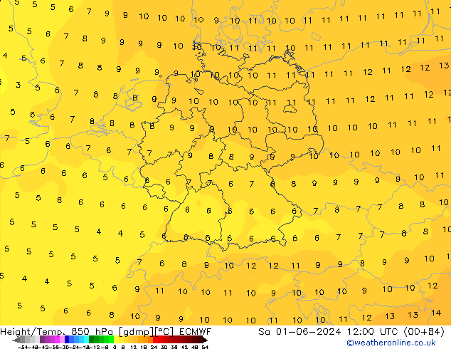 Z500/Rain (+SLP)/Z850 ECMWF Sa 01.06.2024 12 UTC