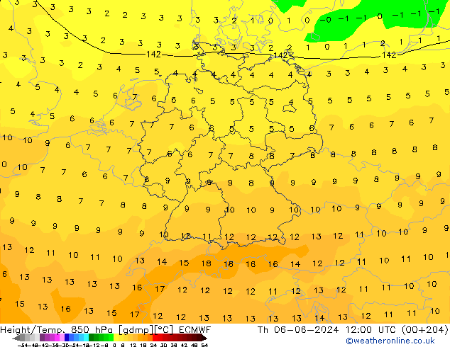 Z500/Rain (+SLP)/Z850 ECMWF gio 06.06.2024 12 UTC