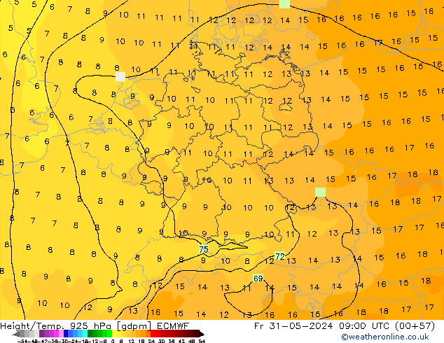 Height/Temp. 925 hPa ECMWF ven 31.05.2024 09 UTC