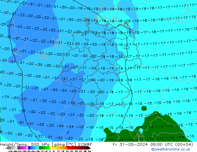 Height/Temp. 500 hPa ECMWF  31.05.2024 06 UTC