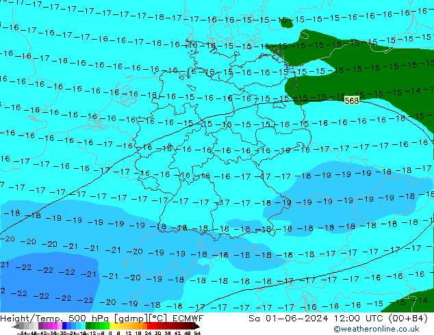 Z500/Rain (+SLP)/Z850 ECMWF Sa 01.06.2024 12 UTC