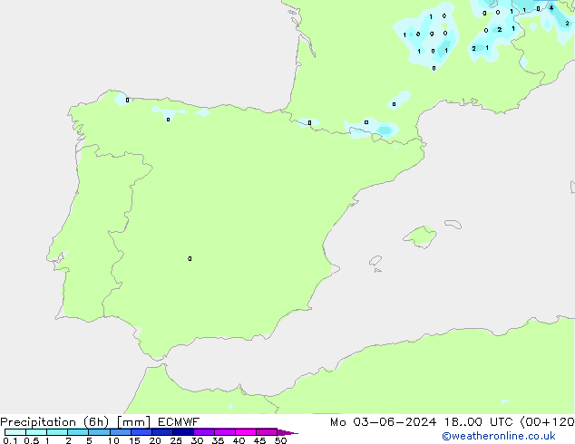 Z500/Rain (+SLP)/Z850 ECMWF pon. 03.06.2024 00 UTC