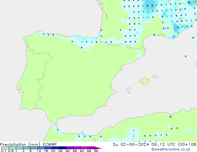 Precipitation ECMWF Su 02.06.2024 12 UTC