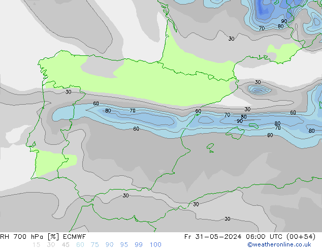 700 hPa Nispi Nem ECMWF Cu 31.05.2024 06 UTC