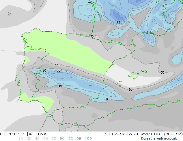 700 hPa Nispi Nem ECMWF Paz 02.06.2024 06 UTC