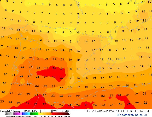 Z500/Rain (+SLP)/Z850 ECMWF Pá 31.05.2024 18 UTC