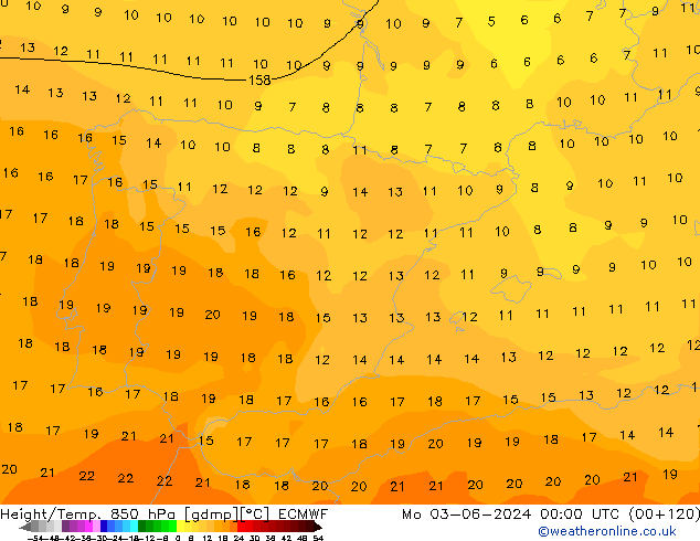 Z500/Rain (+SLP)/Z850 ECMWF pon. 03.06.2024 00 UTC