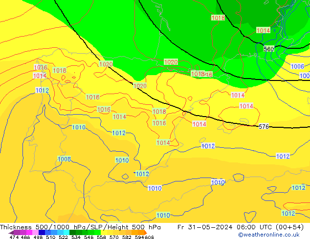 Thck 500-1000hPa ECMWF  31.05.2024 06 UTC