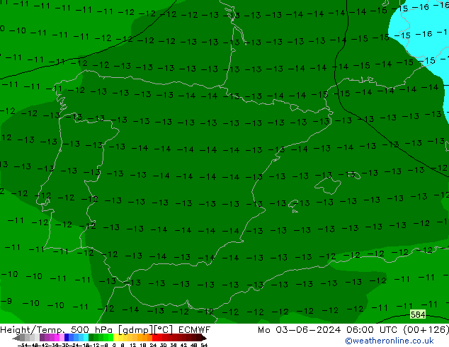 Z500/Yağmur (+YB)/Z850 ECMWF Pzt 03.06.2024 06 UTC