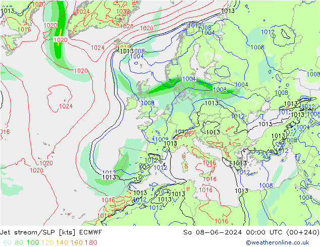 Polarjet/Bodendruck ECMWF Sa 08.06.2024 00 UTC