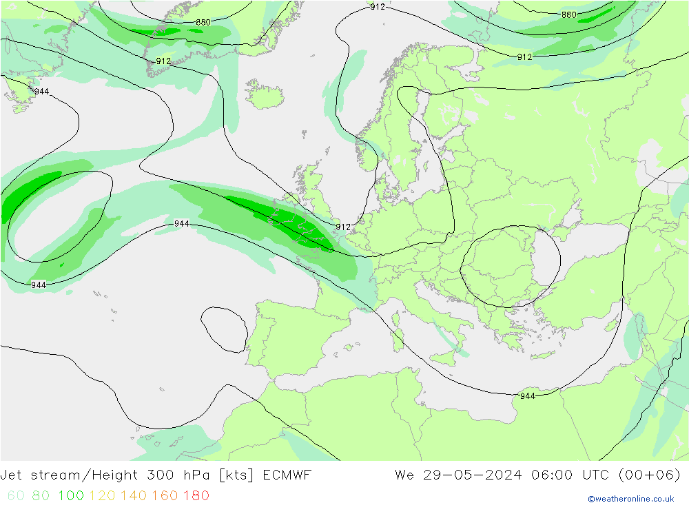 Jet stream/Height 300 hPa ECMWF We 29.05.2024 06 UTC
