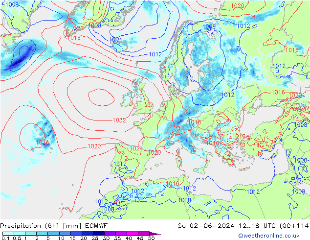 Z500/Rain (+SLP)/Z850 ECMWF So 02.06.2024 18 UTC