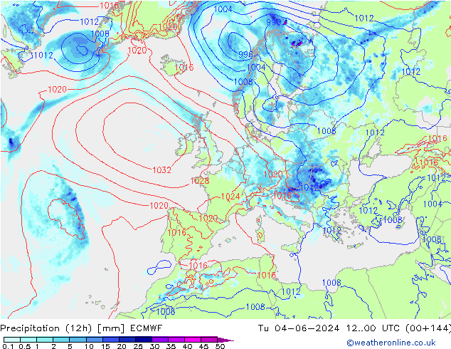 Precipitazione (12h) ECMWF mar 04.06.2024 00 UTC