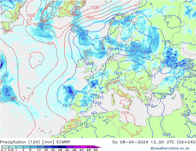 Yağış (12h) ECMWF Cts 08.06.2024 00 UTC