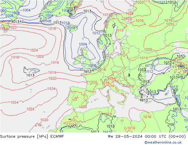 Surface pressure ECMWF We 29.05.2024 00 UTC