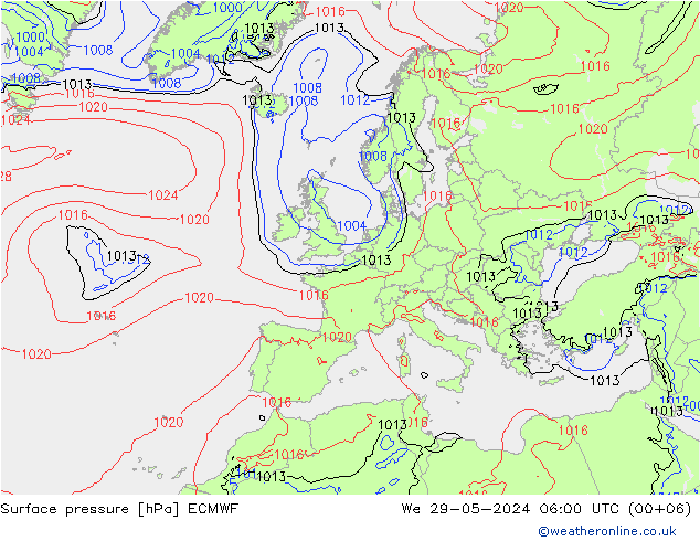 приземное давление ECMWF ср 29.05.2024 06 UTC
