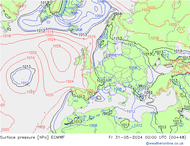 Surface pressure ECMWF Fr 31.05.2024 00 UTC